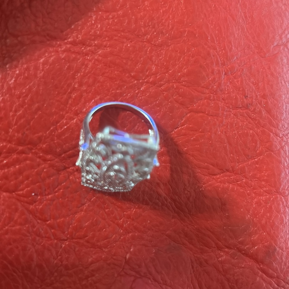 925 Sterling ‘Marcasite’ Rectangular Ring 7 - image 2